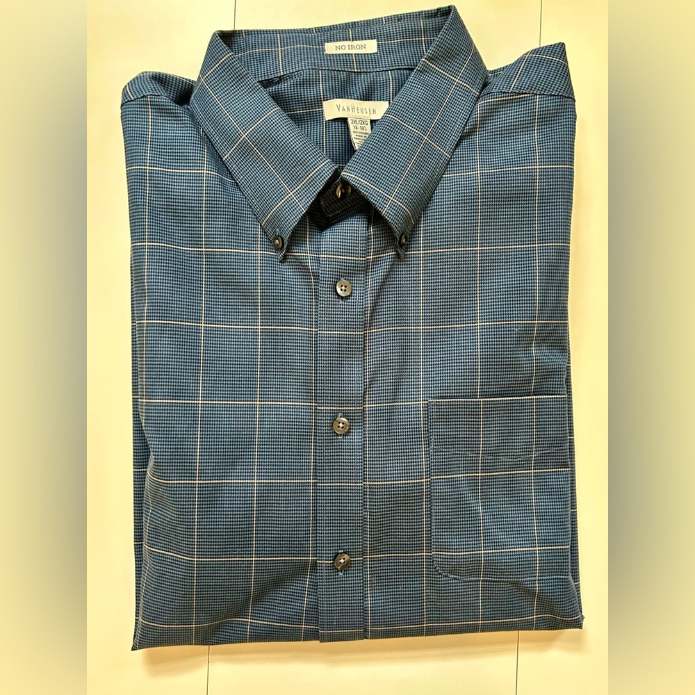 VAN HEUSEN NO IRON BUTTON FRONT LONG SLEEVE SHIRT XXL
